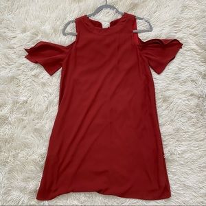 Everly Burnt Orange Cold Shoulder Dress